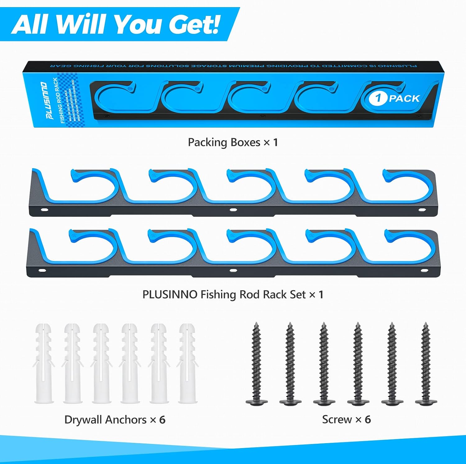 Detalle de PLUSINNO H5 Horizontal Fishing Rod Holder, Aluminium Wall or Ceiling Rack