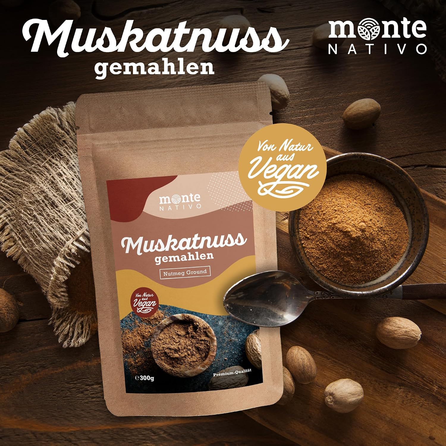 Detalle de Monte Nativo Muskatnuss gemahlen (300 g) – Intensives Aroma, fein gemahlen