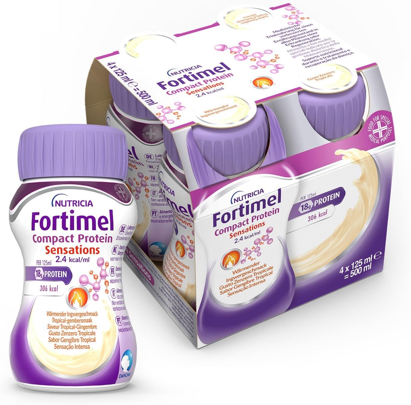 Detalle de NUTRICIA Fortimel Compact Protein Sensation Zenzero Tropical – Integratore ipercalorico e iperproteico per malnutrizione oncologica