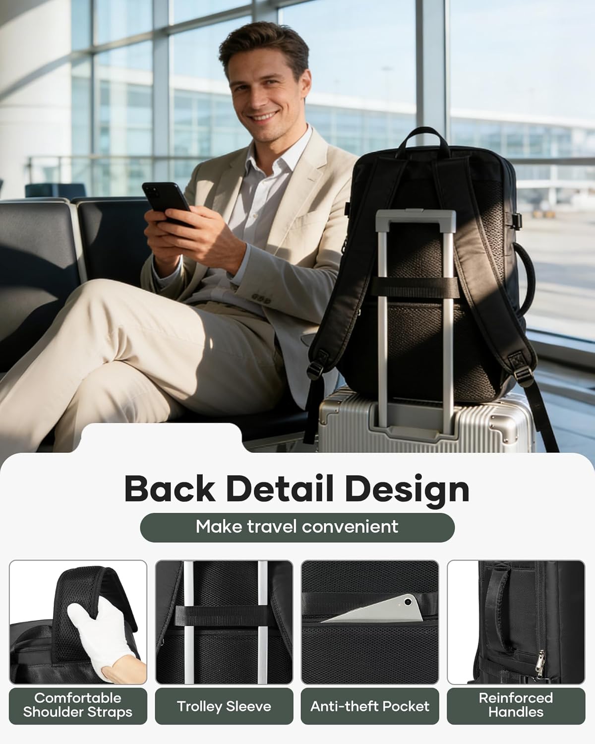 Thumbnail 6 de VECAVE Vacuum Travel Backpack Garment Bag Large Suit Bag for Travel