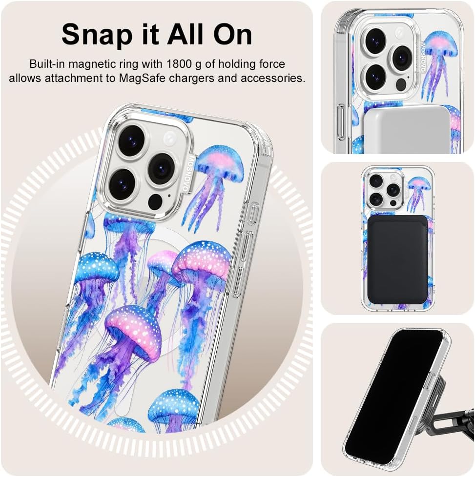 Thumbnail 5 de MOSNOVO iPhone 16 Pro Case with MagSafe — Mystic Jellyfish Design, Shockproof Military-Grade Protection