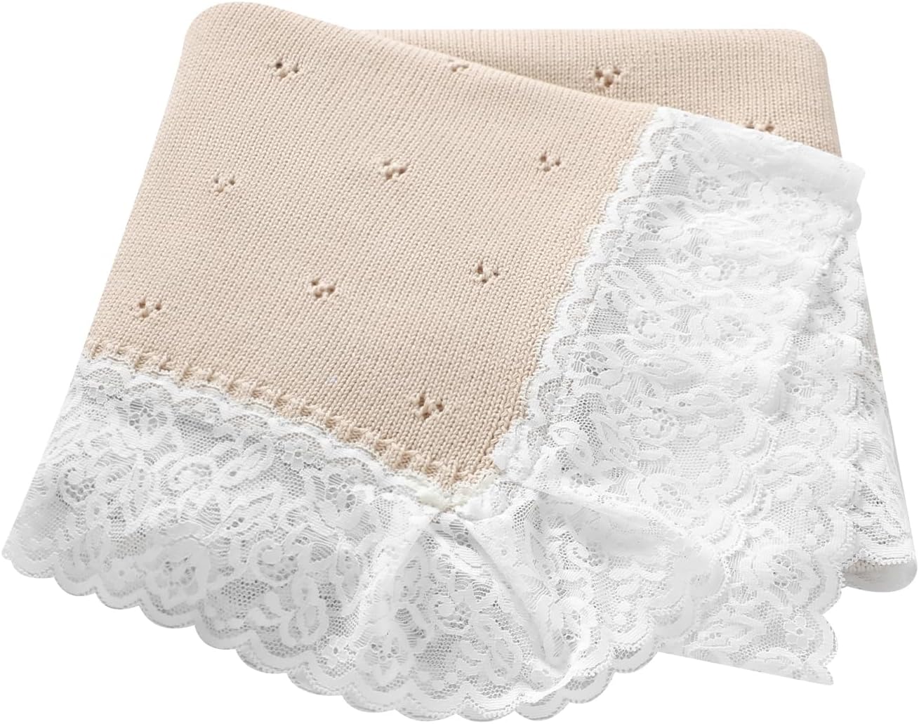 Detalle de Hadetoto Knit Baby Blanket 82x102cm Khaki