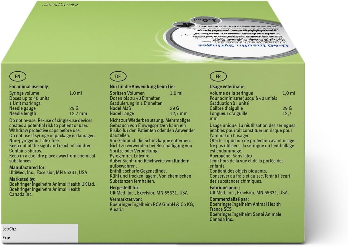 Thumbnail 6 de Siringhe Sterili Monouso per Somministrazione di Insulina Veterinaria 1 ml (40 UI/ml) – 120 Pezzi