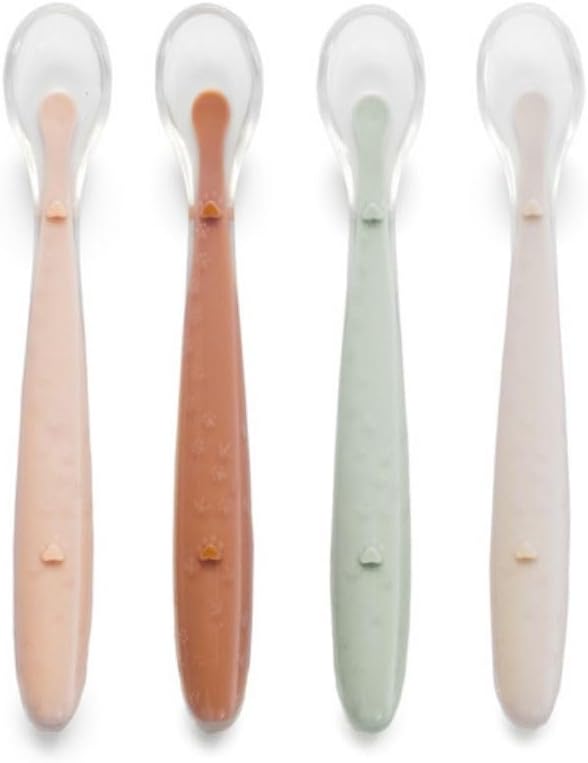 Detalle de Jané Lot de 4 Cuillères en Silicone pour Bébé et Enfant – Souples, Bout arrondi, Sans BPA, Colour Sunset