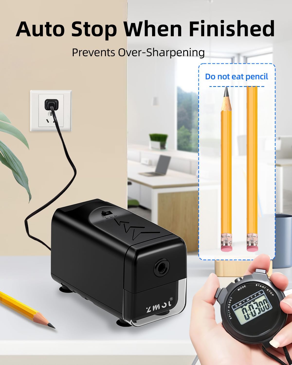 Thumbnail 2 de ZMOL Electric Pencil Sharpener: Heavy-Duty Classroom Plug-in Sharpener, 3 Settings, 10000 Uses