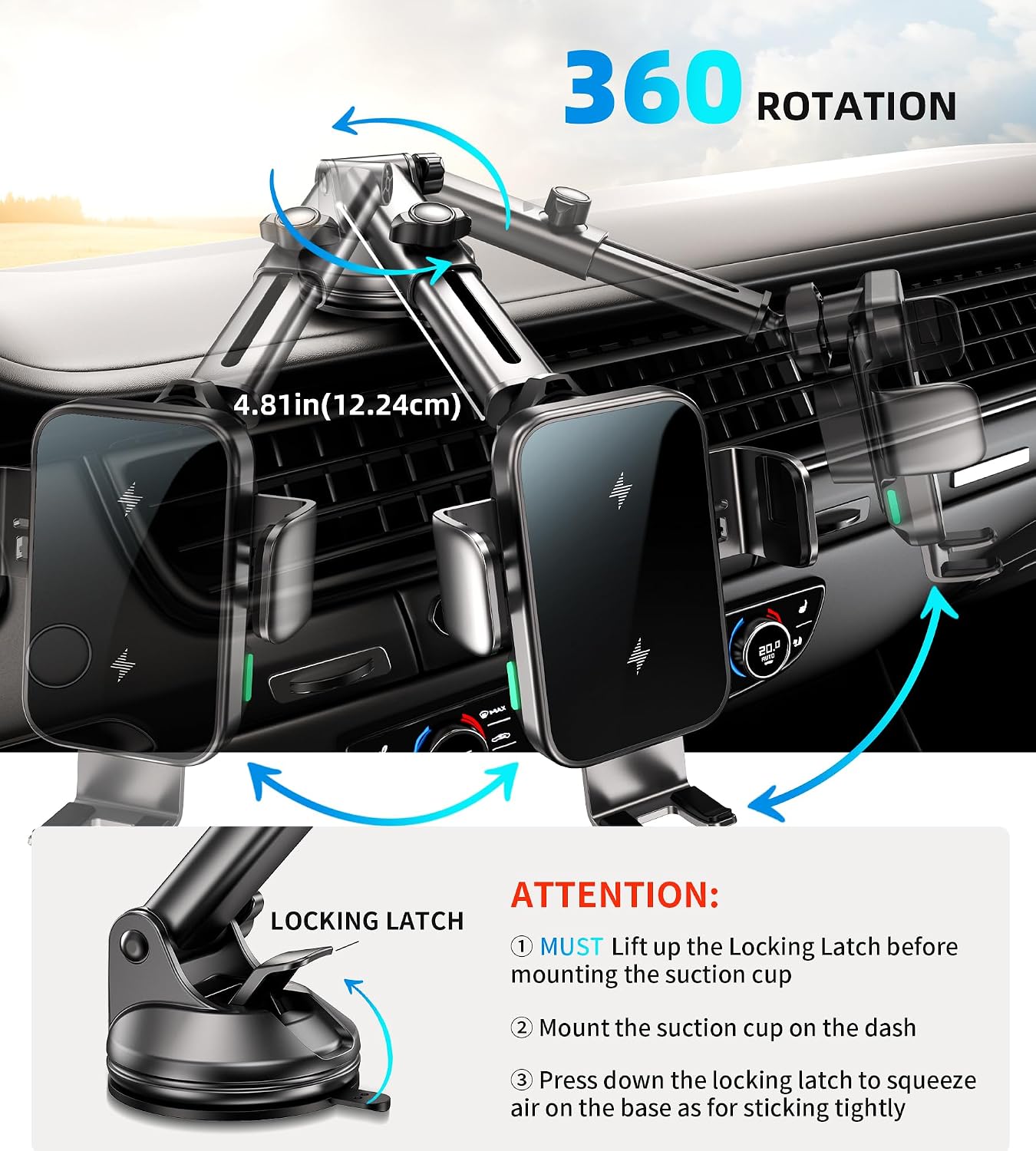 Detalle 1 de GuMosh Handyhalterung Auto 15W mit Laden