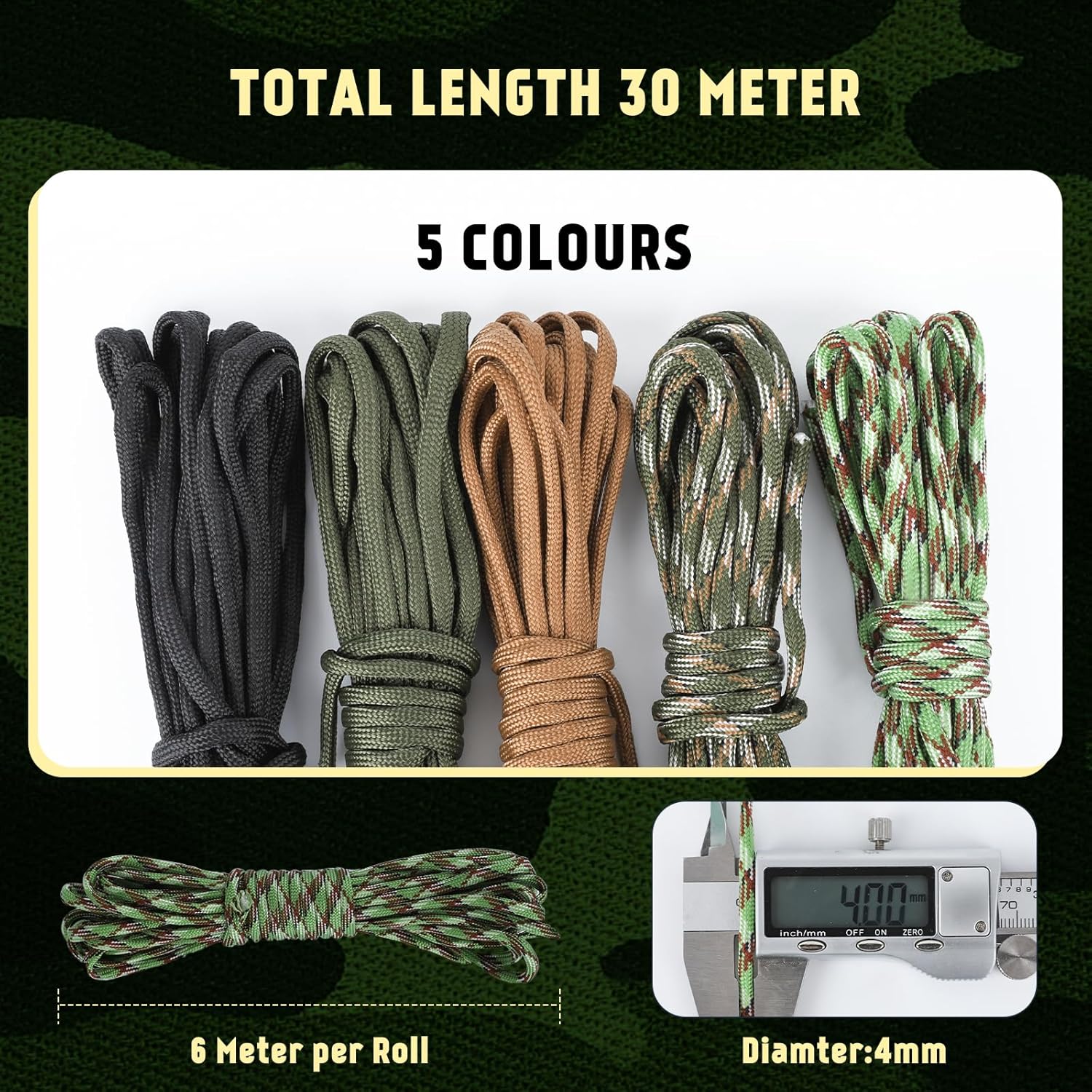 Thumbnail 1 de Cozary Paracord 4mm 98ft set 5 colori