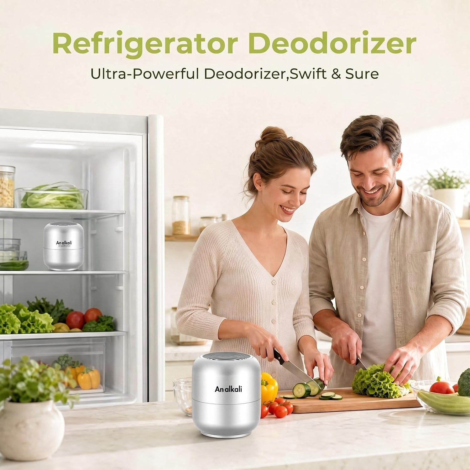 Detalle de An alkali Refrigerator Deodorizer, Silver, Chemical-Free, 1-Pack