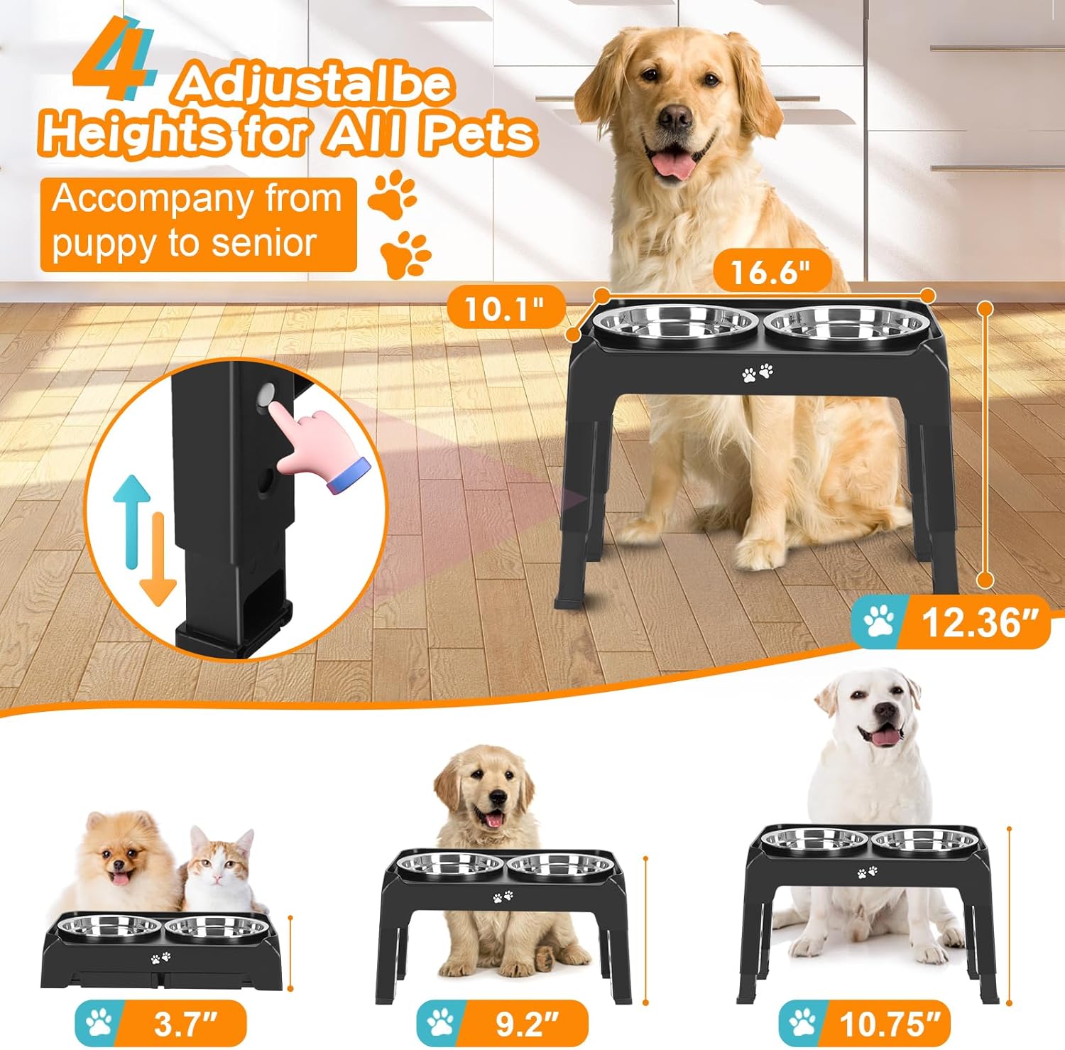 Detalle 2 de COMESOON DB-W01 Elevated Dog Bowls 4 Heights