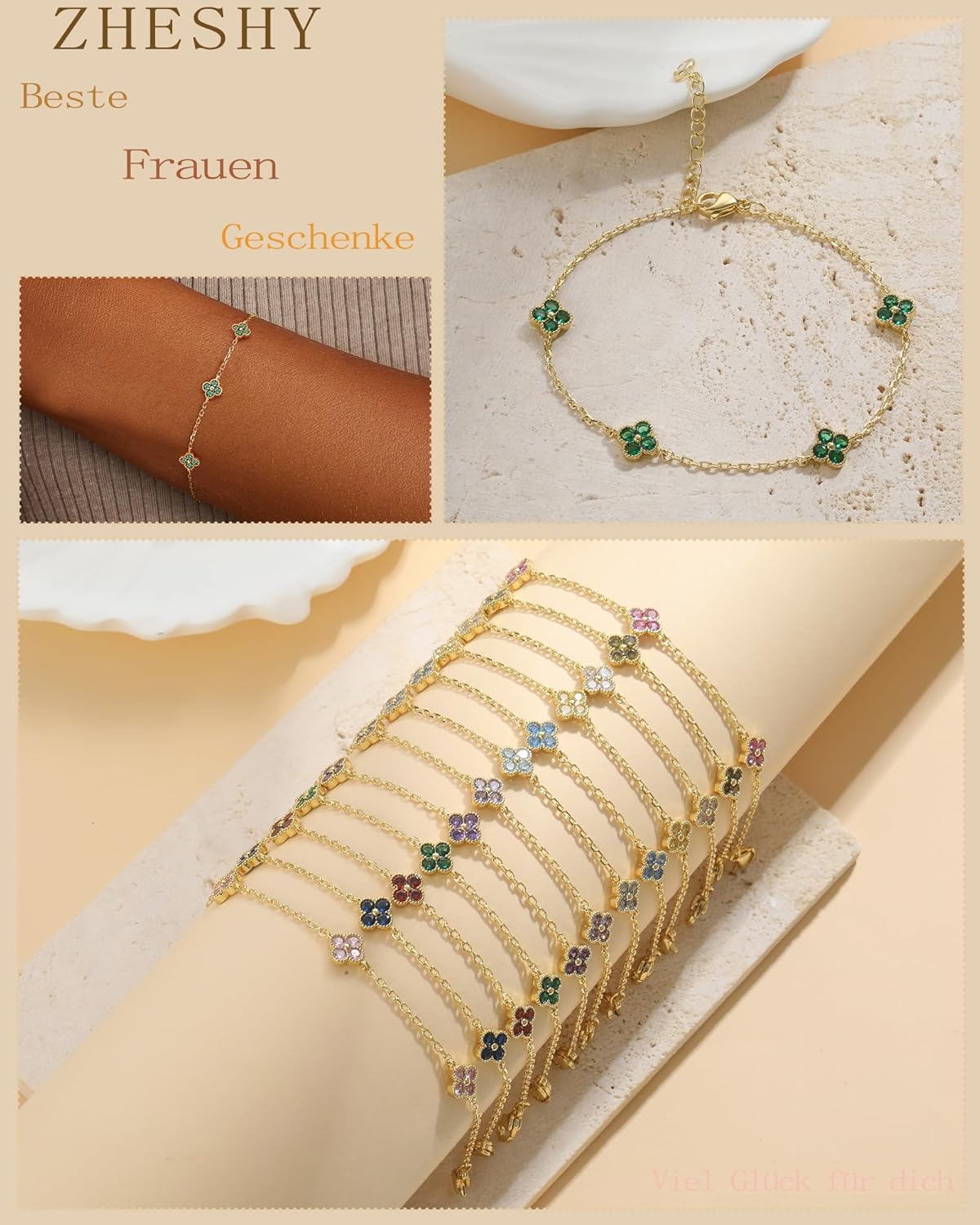 Thumbnail 3 de ZHESHY Bracelet Femme Or Trefle À 4 Feuilles – Tanzanite (Naissance Décembre)