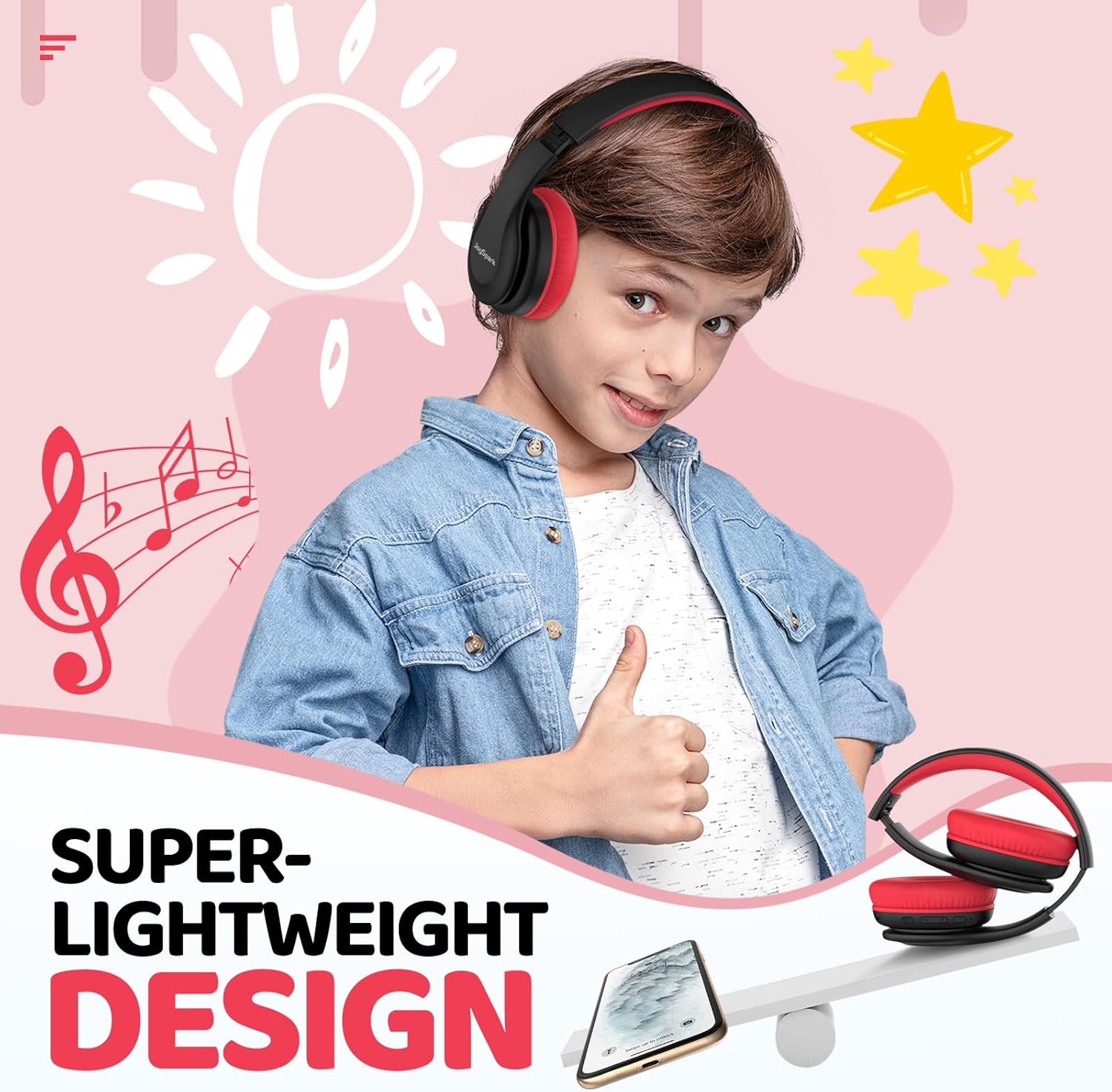 Thumbnail 5 de JoySpark Kids Bluetooth Headphones: Lightweight, Safe Volume & Long Battery Life