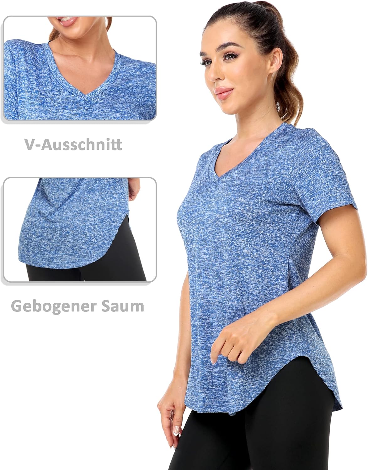 Thumbnail 2 de Deaviya Women's Sports T‑Shirt Gym Tops V Neck UK – Short Sleeve Workout Top