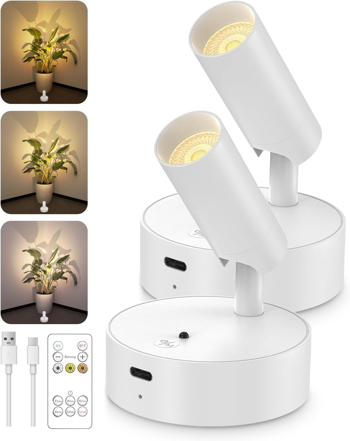 Detalle de GOODEA GDSF001 Wireless Spotlights, 2-Pack, Dimmable, Remote Control