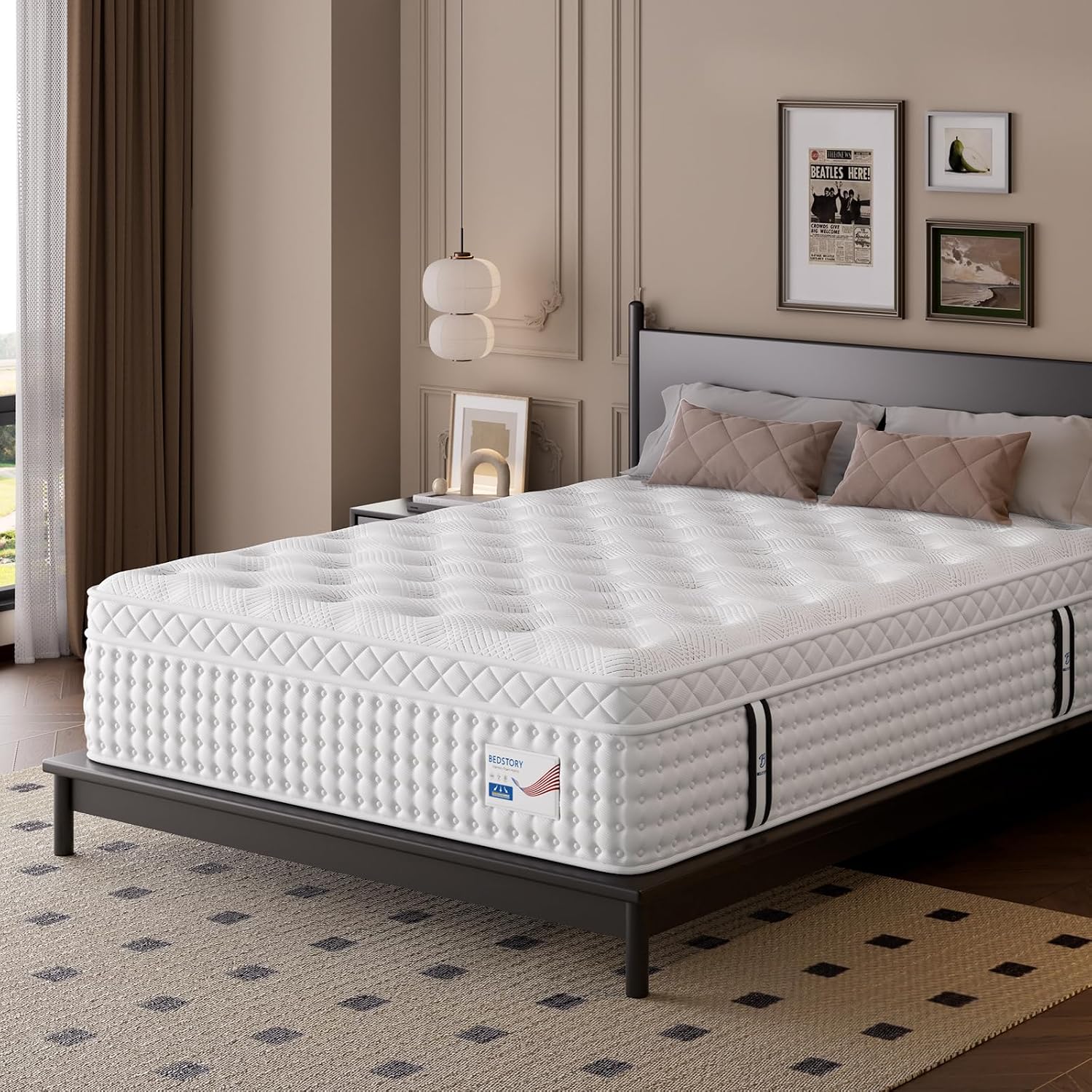 Detalle de BedStory P2203406 14-Inch Medium-Firm Queen Hybrid Mattress with Zoned Support