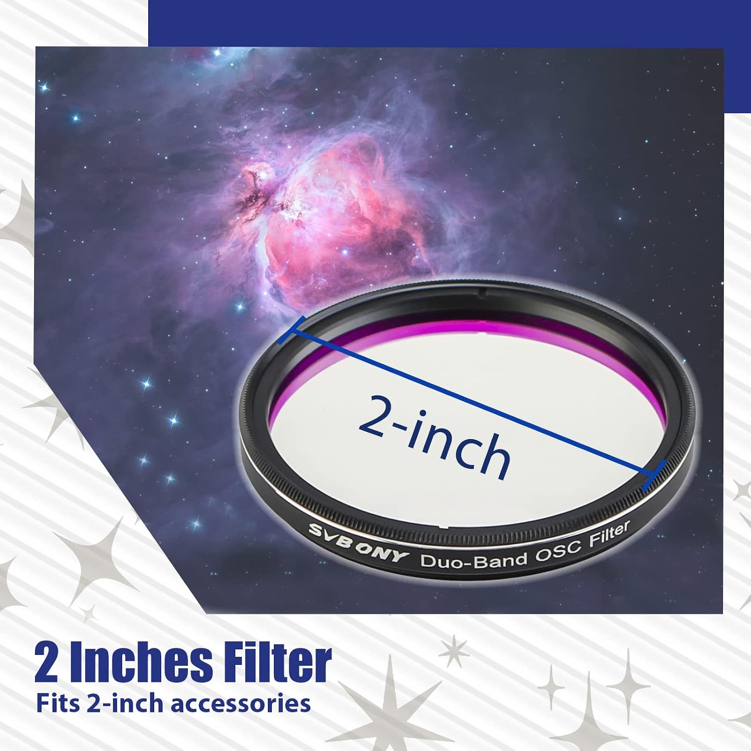 Thumbnail 2 de SVBONY SV220 Astro Dual Schmalbandfilter (2 Zoll) für H-Alpha & OIII, 7 nm