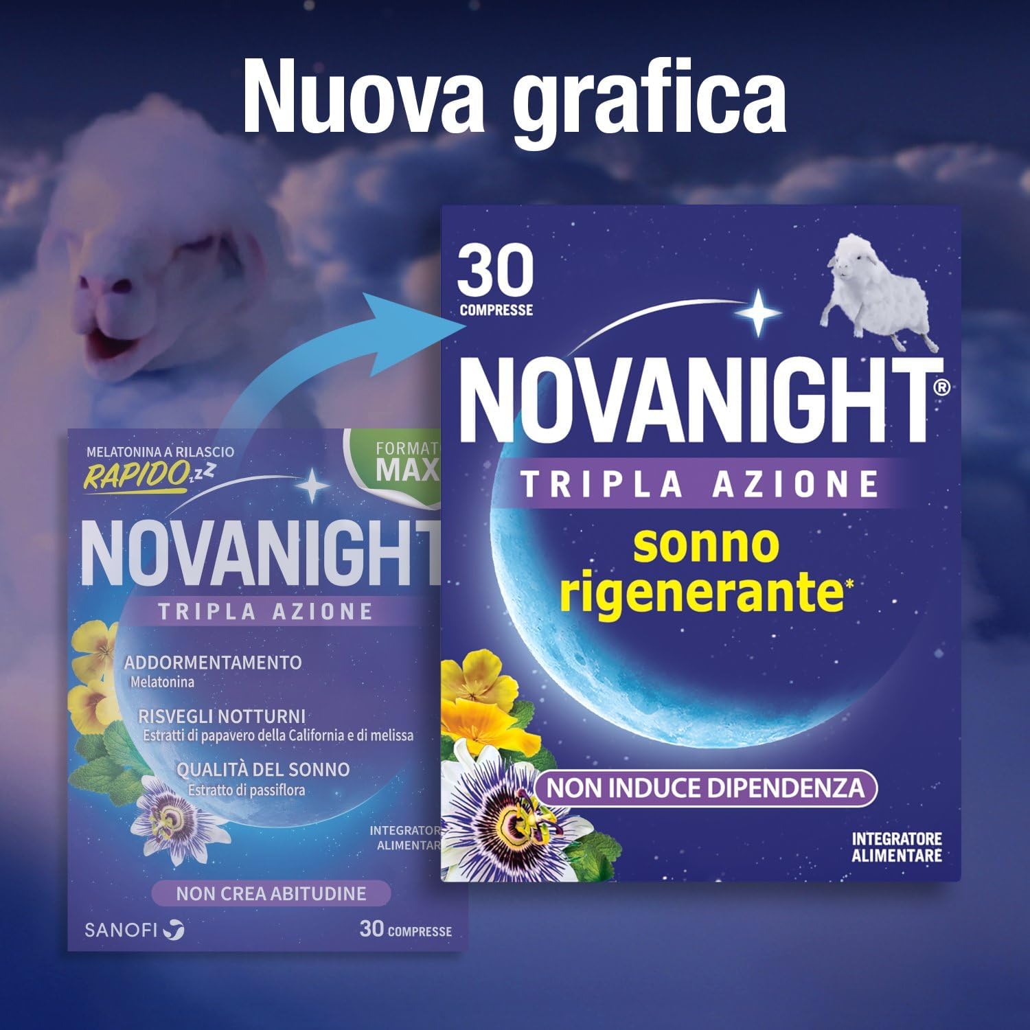 Thumbnail 1 de Novanight Tripla Azione melatonina 70 compresse 🍶