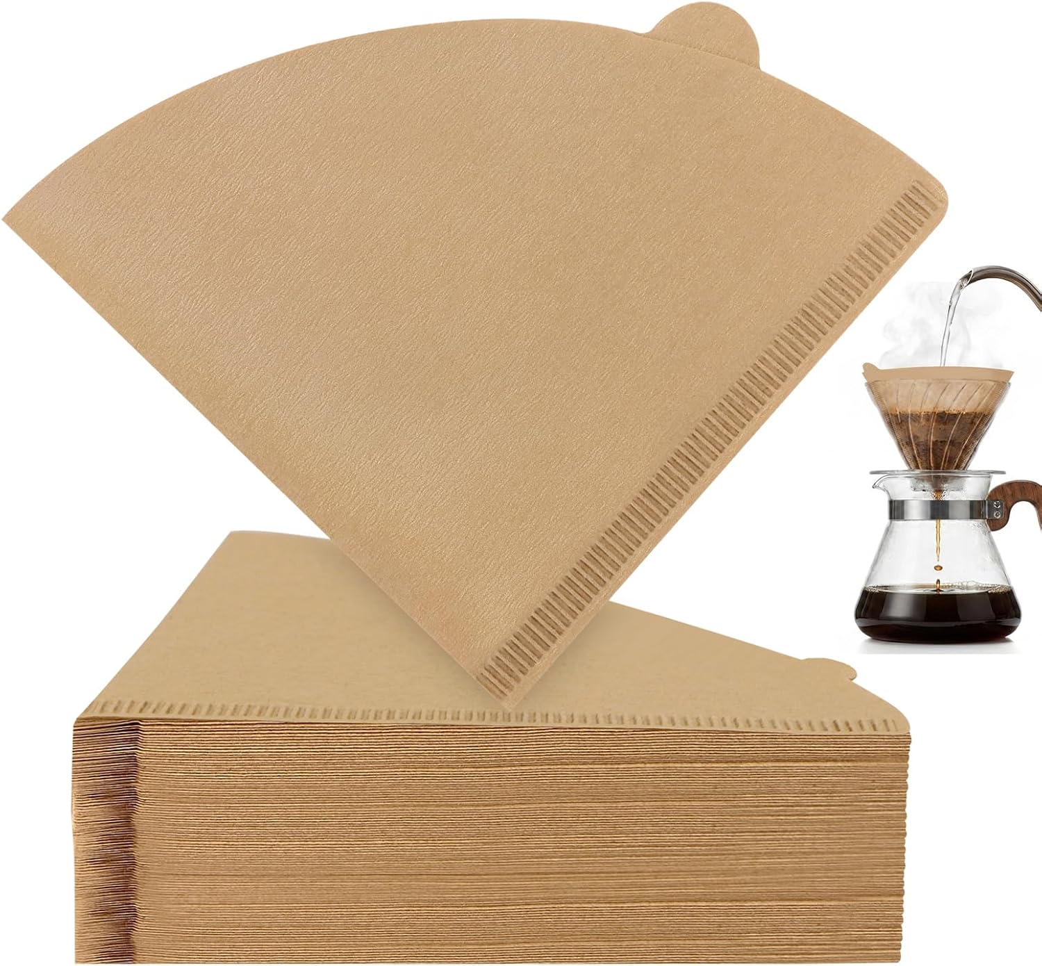 Detalle de Clinuse Cone Coffee Filters #2 (02) — 200 Count, Unbleached, 2–4 Cup Cone Filters