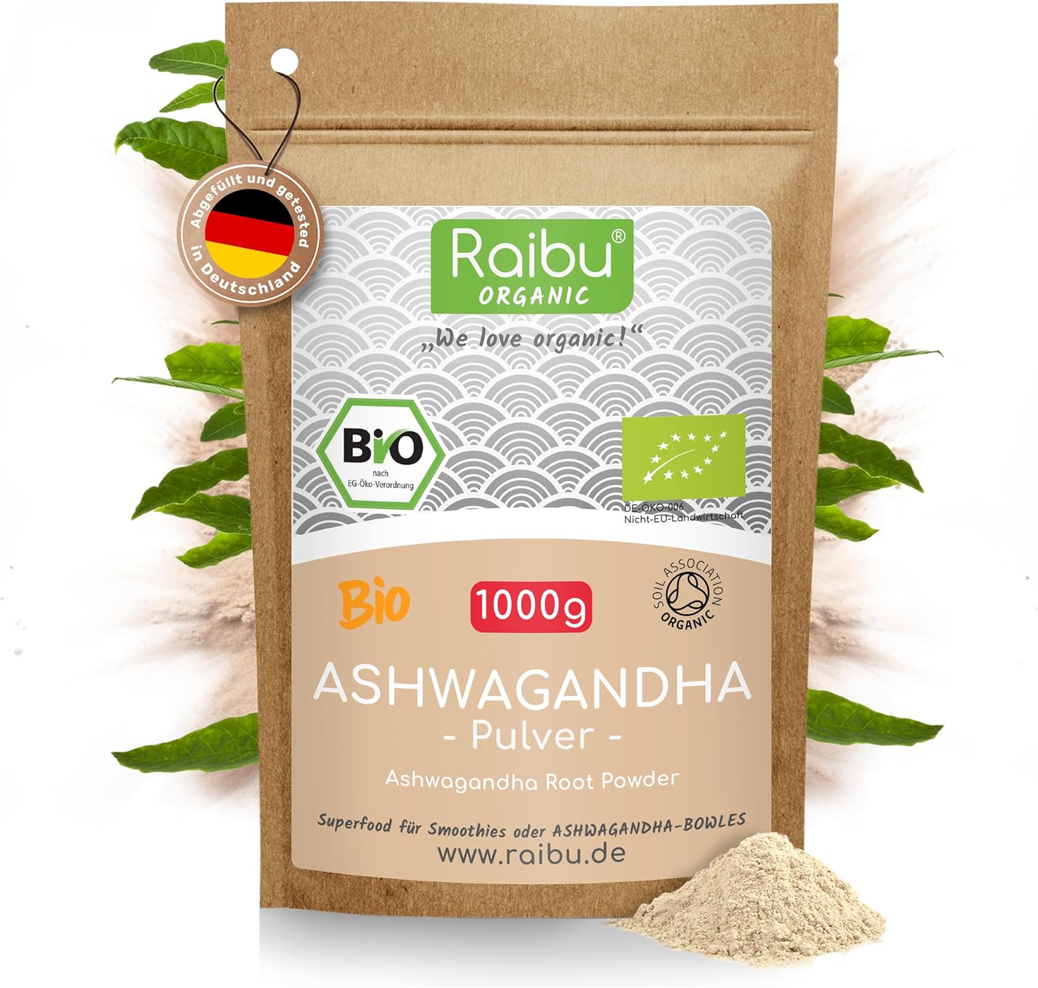Thumbnail 6 de Raibu Bio Ashwagandha Pulver 250 g – 100% Wurzel, Bio & aus Deutschland