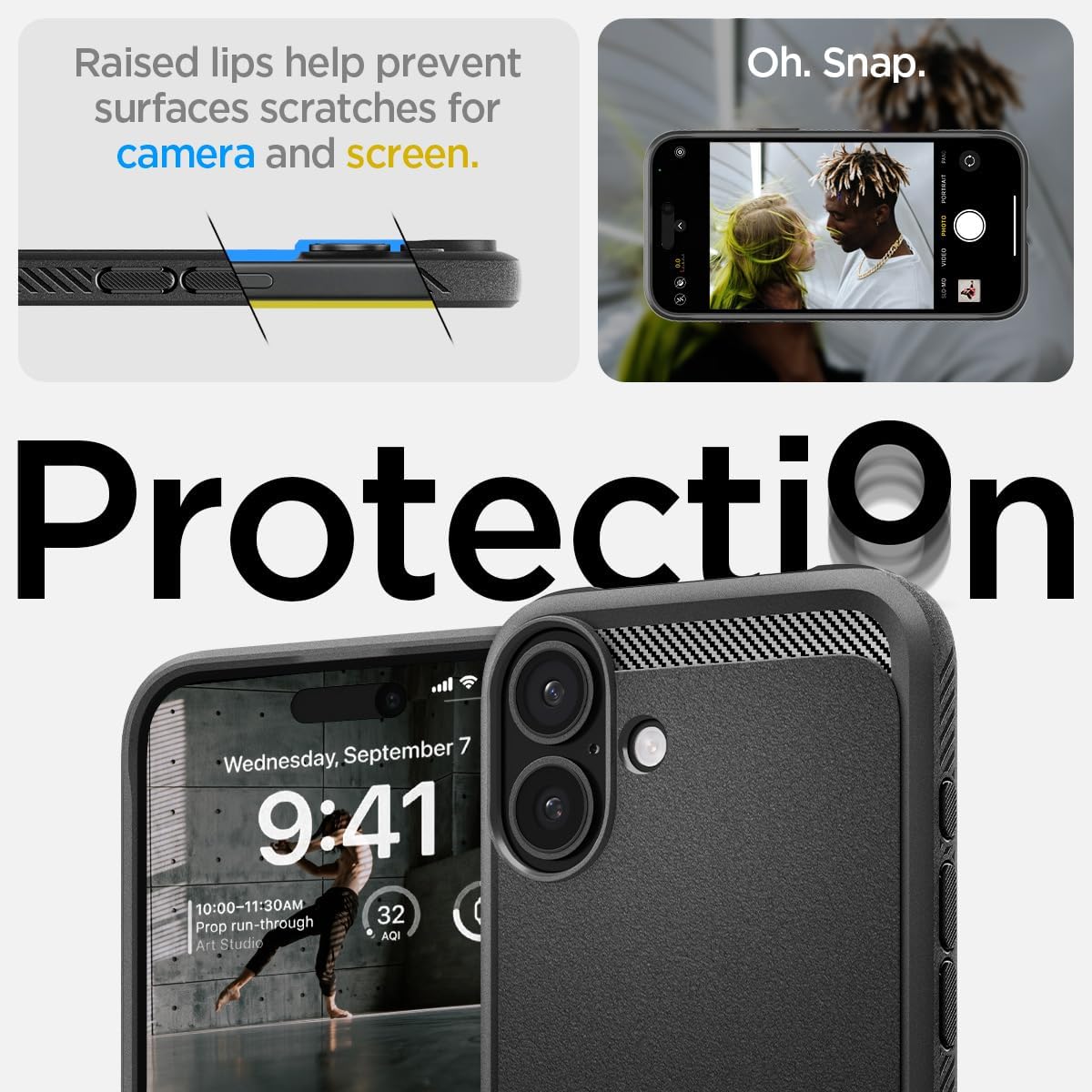 Detalle de Spigen Rugged Armor MagFit pour iPhone 16 Plus (6,7 pouces) – coque antichoc noire mate