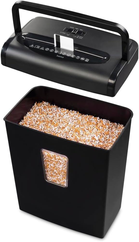 Detalle 2 de Hama Broyeur Papier Prime M80 – destructeur à microcoupure P-5 (jusqu’à 8 feuilles A4) avec sécurité anti-surchauffe
