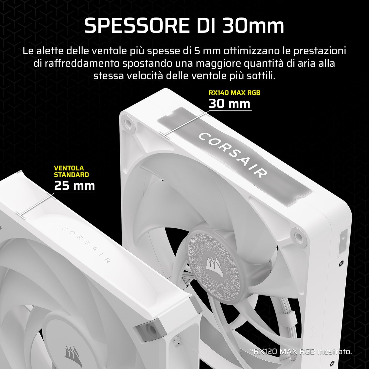 Thumbnail 2 de CORSAIR iCUE LINK RX140 MAX RGB 140mm PWM Ventola con iCUE LINK System Hub (RX140 MAX) — bianco