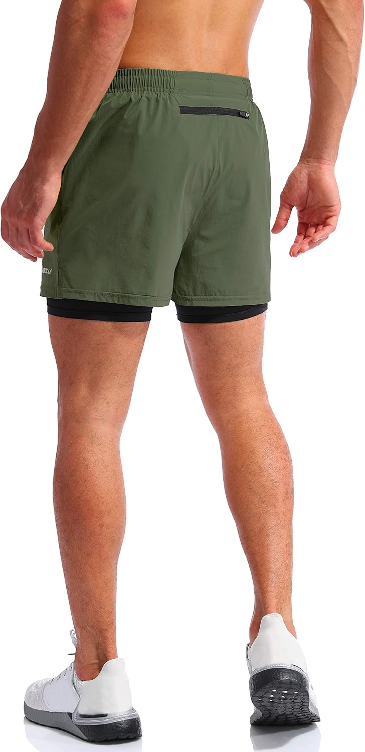 Detalle 2 de Pudolla Men’s 2 in 1 Running Shorts 5" with Phone Pockets
