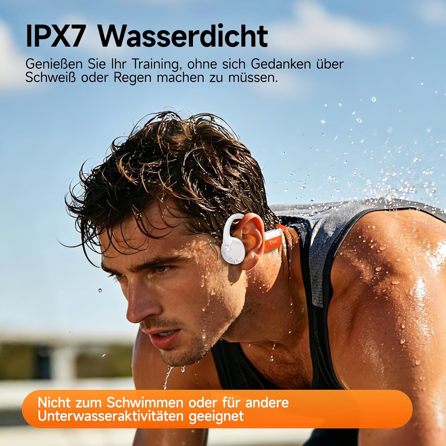 Detalle de esonstyle Knochenleitung-Kopfhörer Bluetooth 6.0, IPX7 – Open-Ear, 10 Std. Akku, wasserdicht