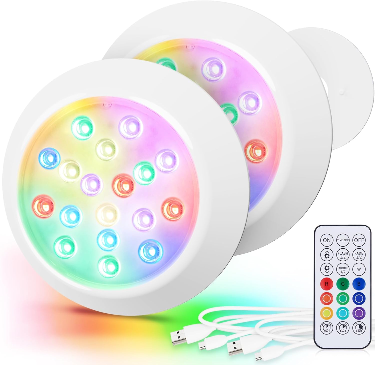 LyLmLe Magnetische LED-Poolbeleuchtung 15 cm (2er-Pack) – RGBW, USB‑C, IP68