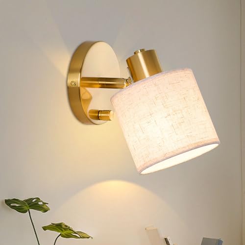 Detalle de Lightess Doré Applique Murale Chambre avec Interrupteur Dimmable Lin E27