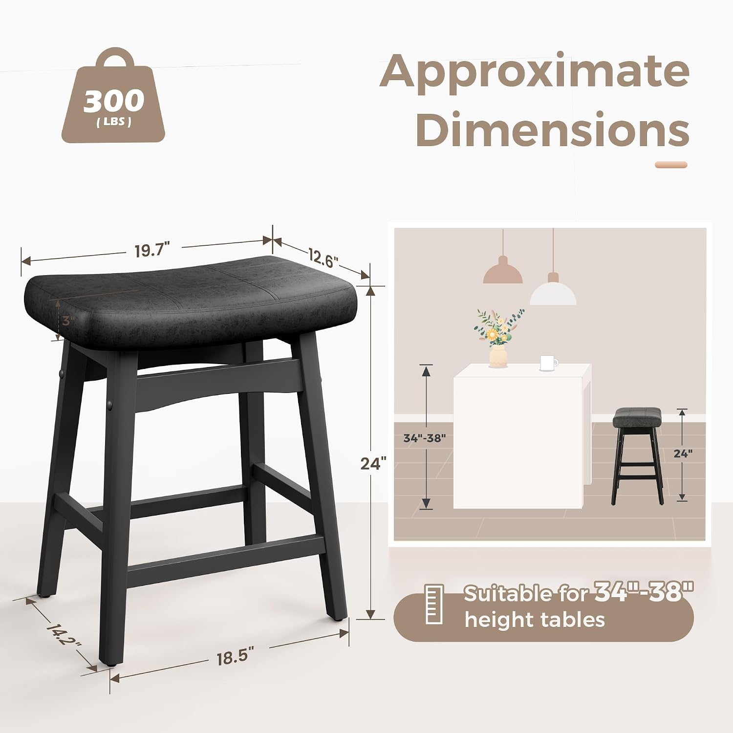 Thumbnail 2 de MAISON ARTS Counter-Height Bar Stool, 24-Inch