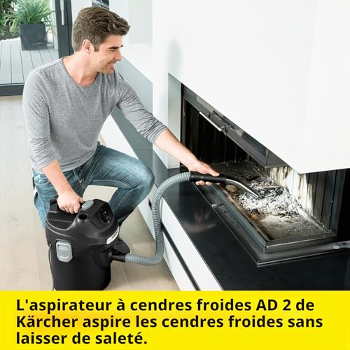 Detalle de KÄRCHER Aspirateur Cendres et Poussières AD 2 – 600 W, cuve métal 14 L