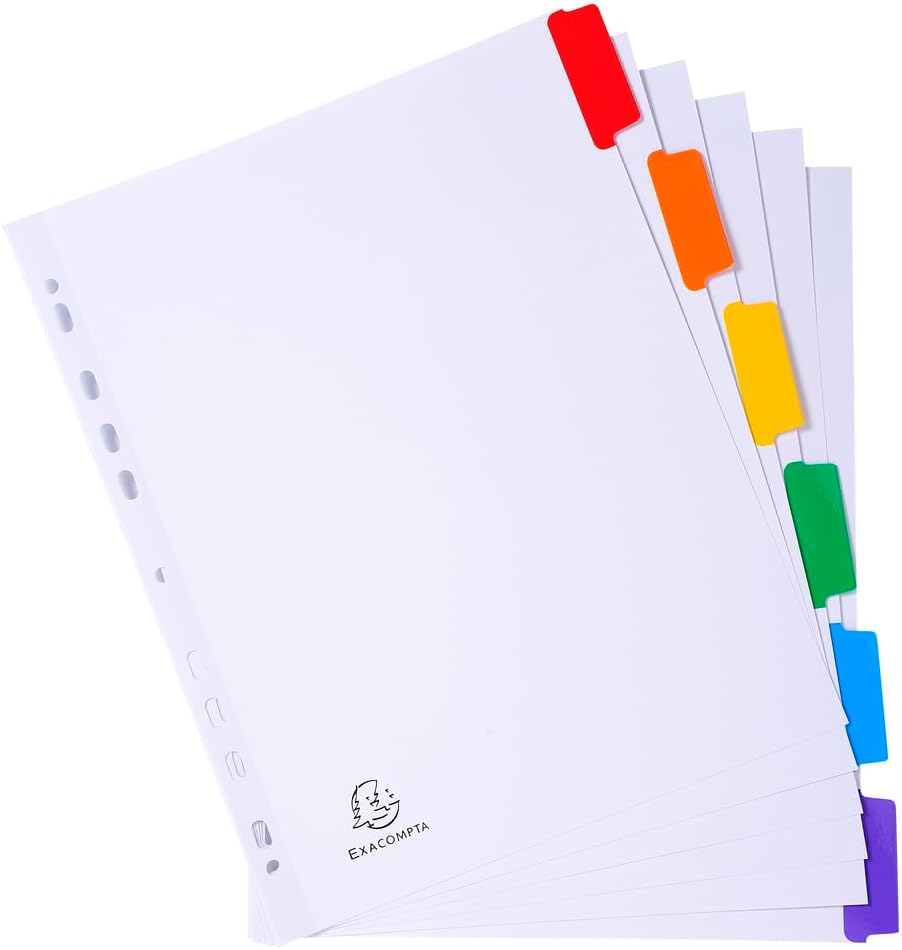 Thumbnail 1 de Exacompta 4306SE – Pack de 5 jeux d'intercalaires A4 Maxi, 160 g/m2, FSC, 6 onglets colorés et renforcés