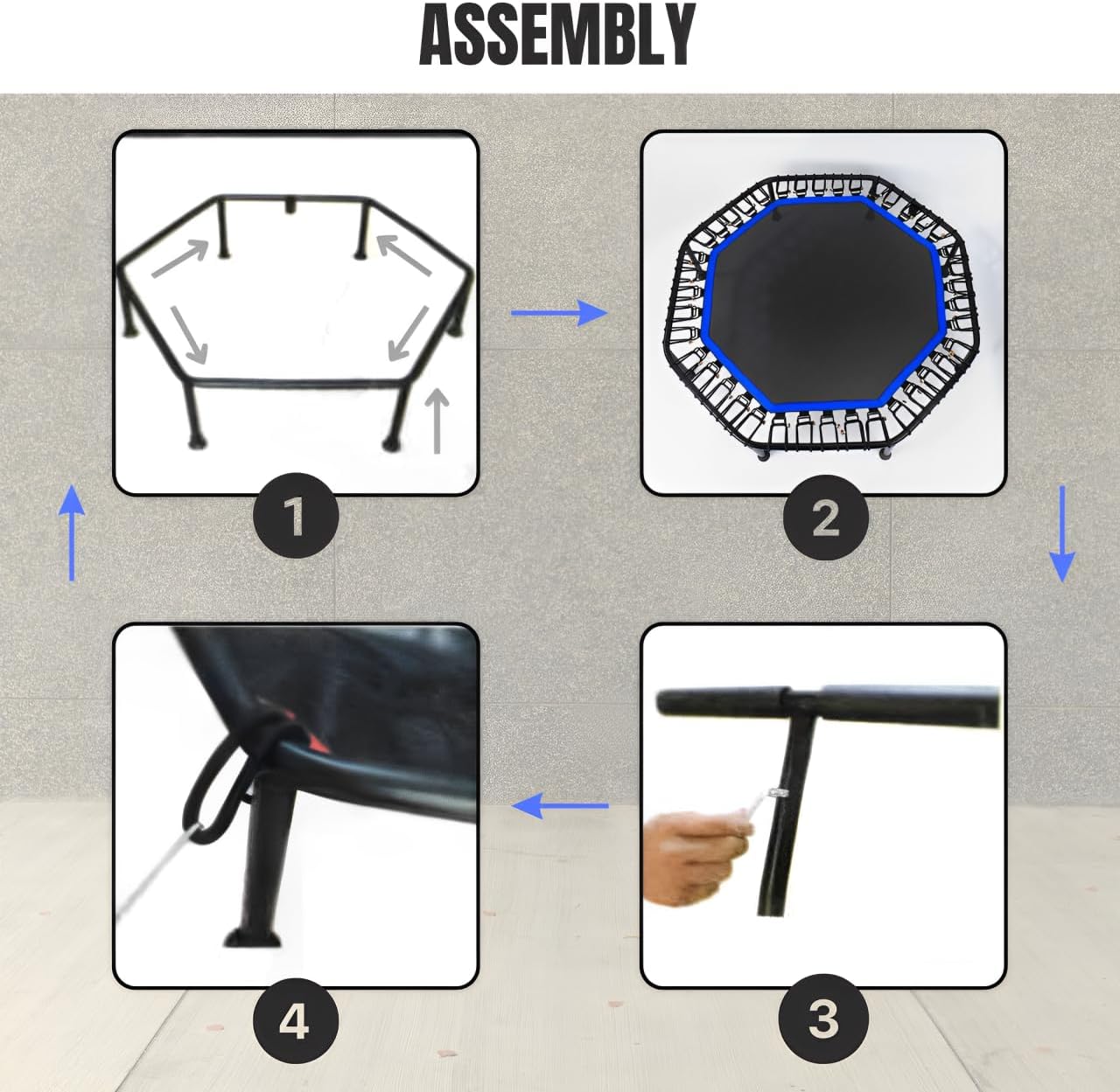 Detalle 1 de Cama Elástica Fitness Ø90cm Plegable y Silenciosa para Todos🦘