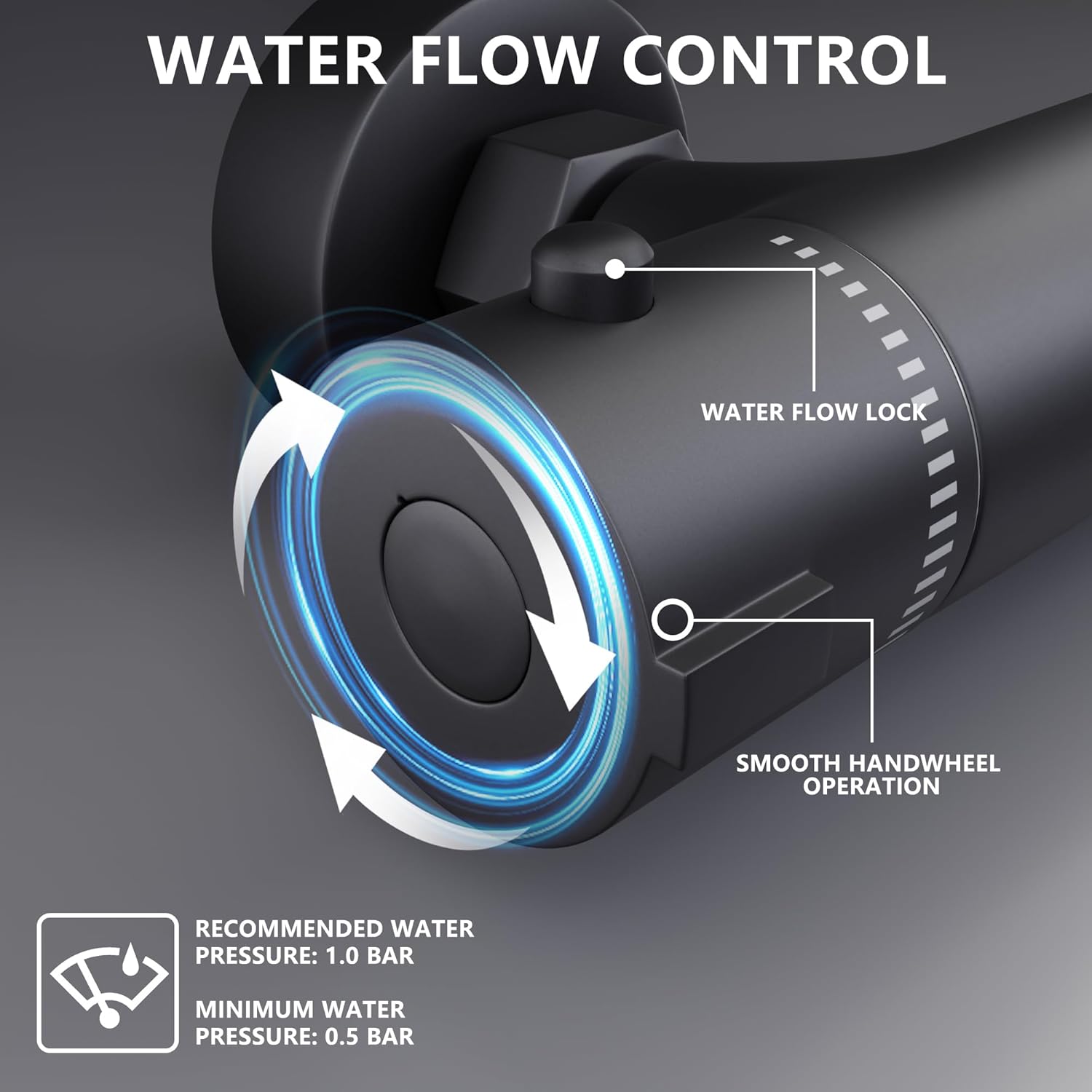 Thumbnail 3 de MORADO Miscelatore Doccia Termostatico Nero da Muro con Blocco di Sicurezza a 38°, forma rotonda