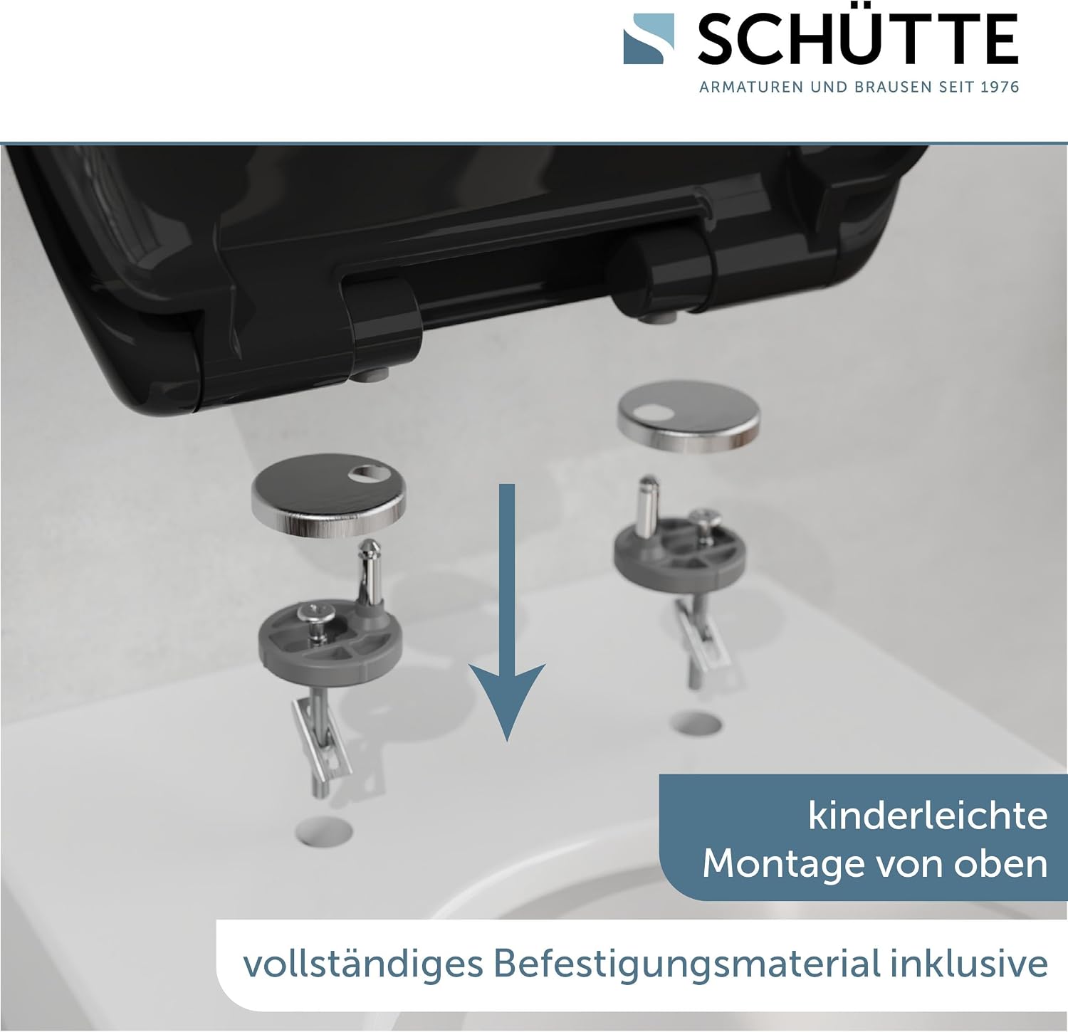 Thumbnail 2 de Siège de WC Schütte avec abaissement automatique – Duroplast, noir, capacité 250 kg