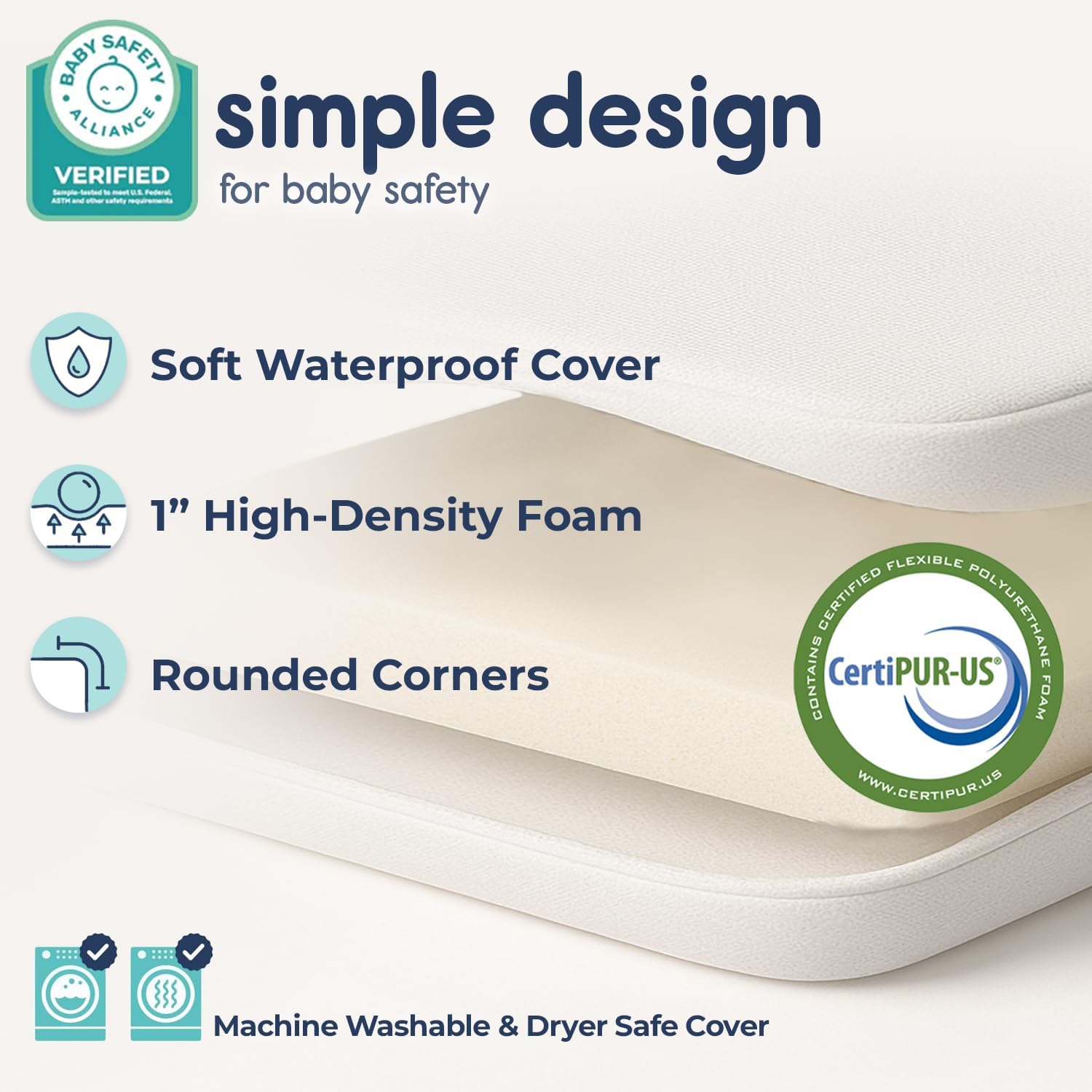 Thumbnail 2 de Hiccapop Playard Mattress Pad (38"x26"x1.25") with Carry Bag — Portable Crib Pad for Playard & Nap Time