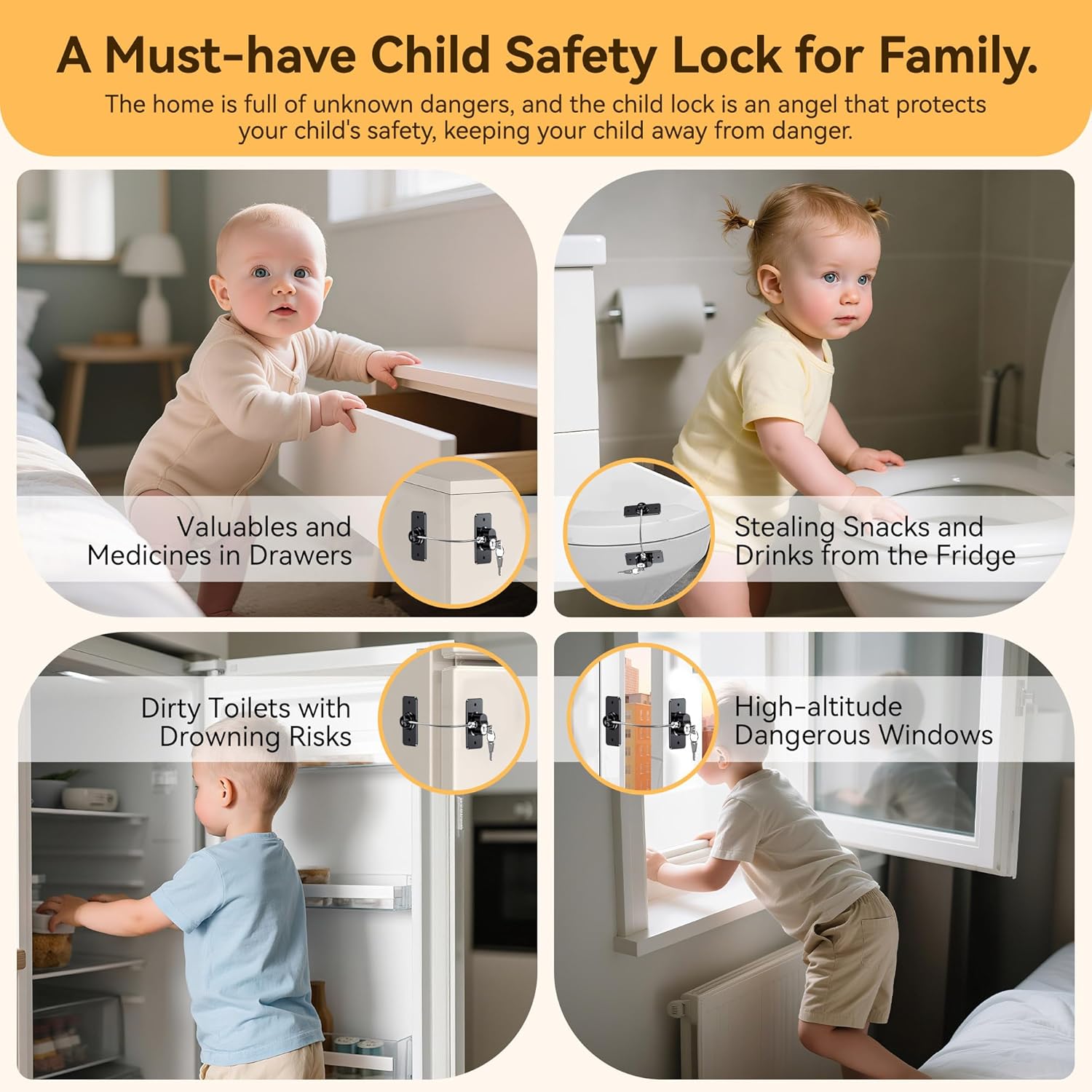 Detalle 2 de 2 Pack Refrigerator Locks: Child Proof Door Fridge Locks for Kitchen, No Tools Required