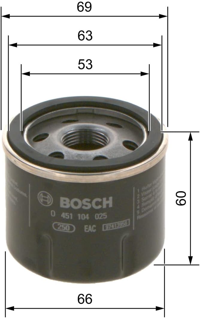 Detalle 2 de Bosch P4025 – Filtre à huile automobile: séparation des suies et particules métalliques pour une lubrification fiable