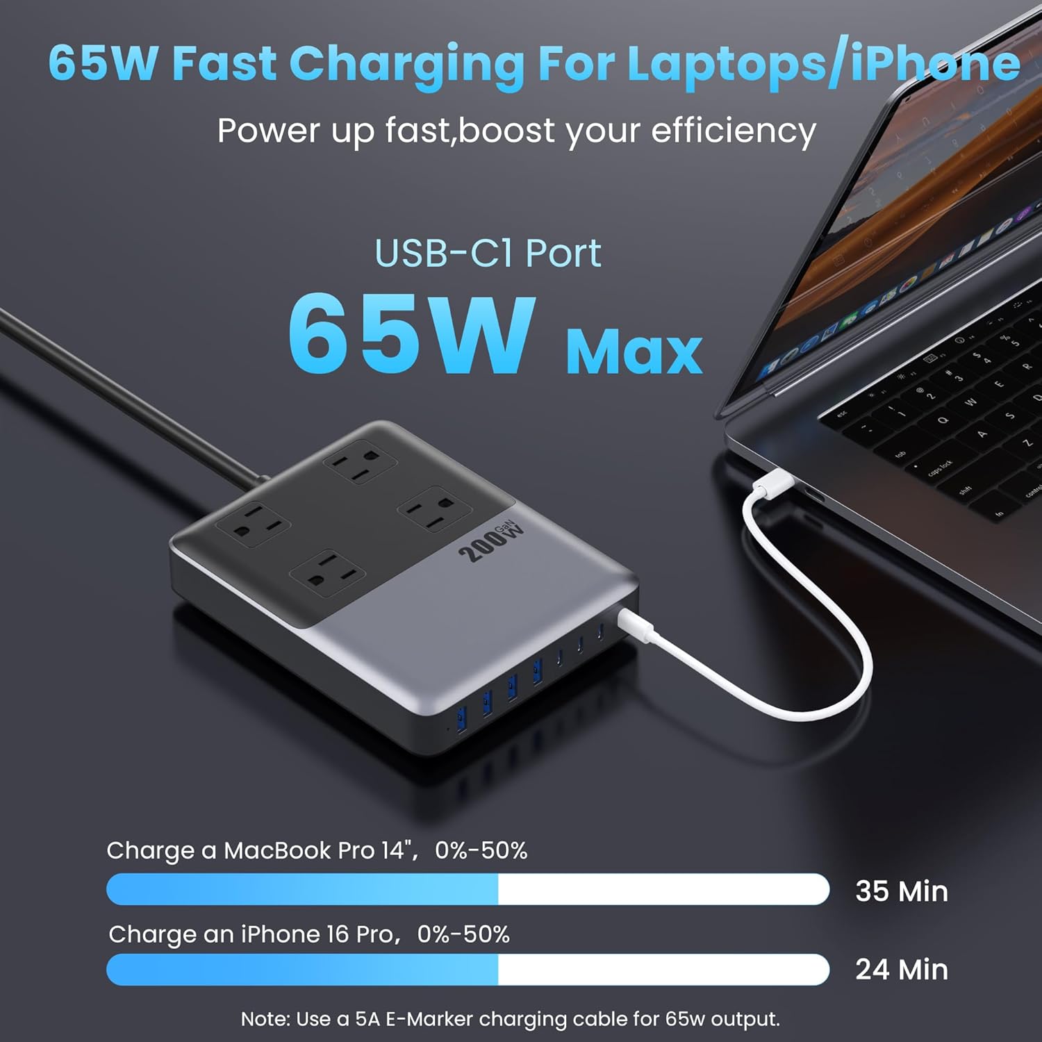 Thumbnail 4 de 12-in-1 Charging Station 200W GaN Power Strip ๐