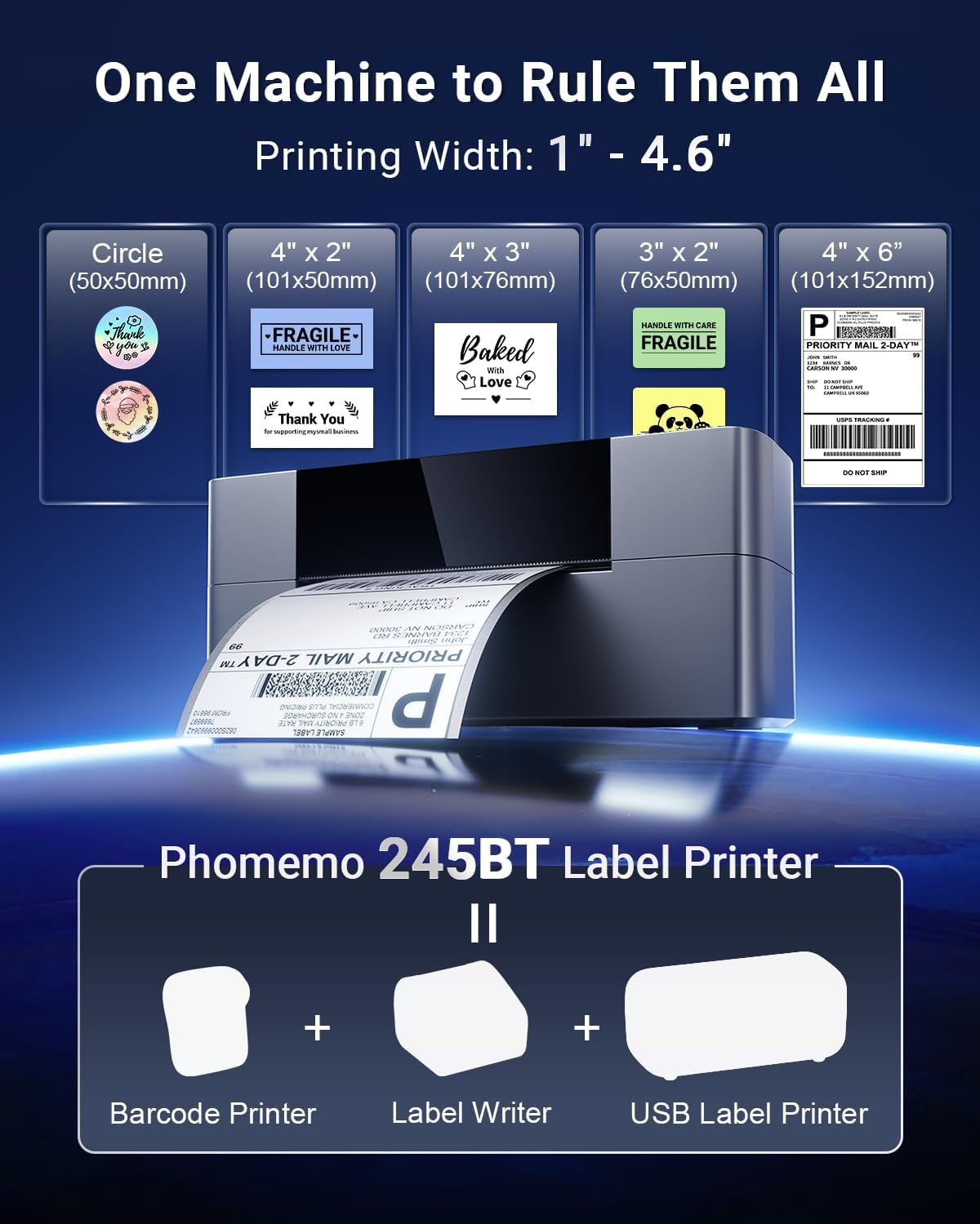Detalle 2 de WCZ Bluetooth Thermal Shipping Label Printer 4x6