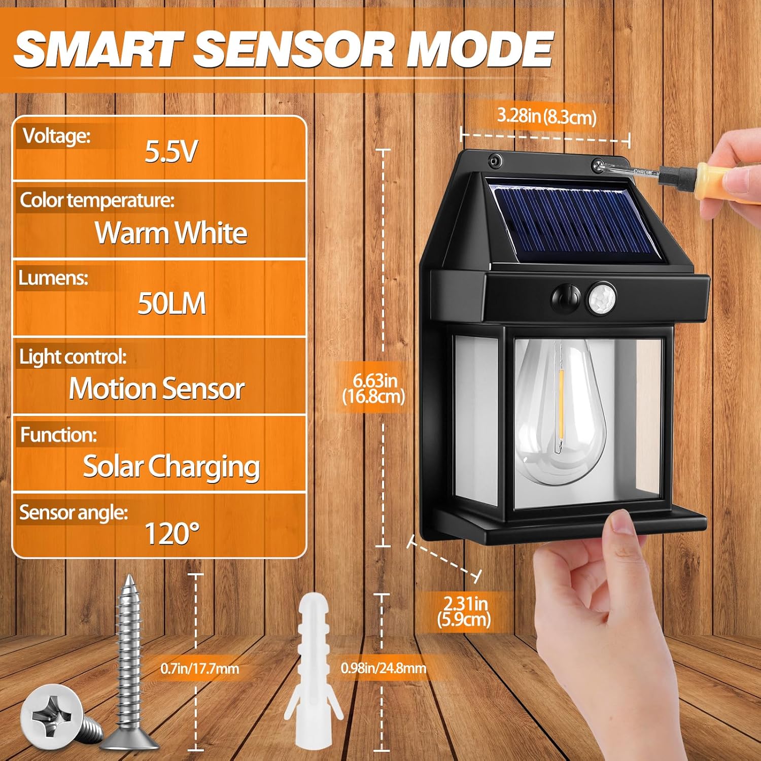 Thumbnail 1 de Blakapoo 2 Pack Solar Wall Lights Outdoor: Motion Sensor, IP65 Waterproof, Warm White