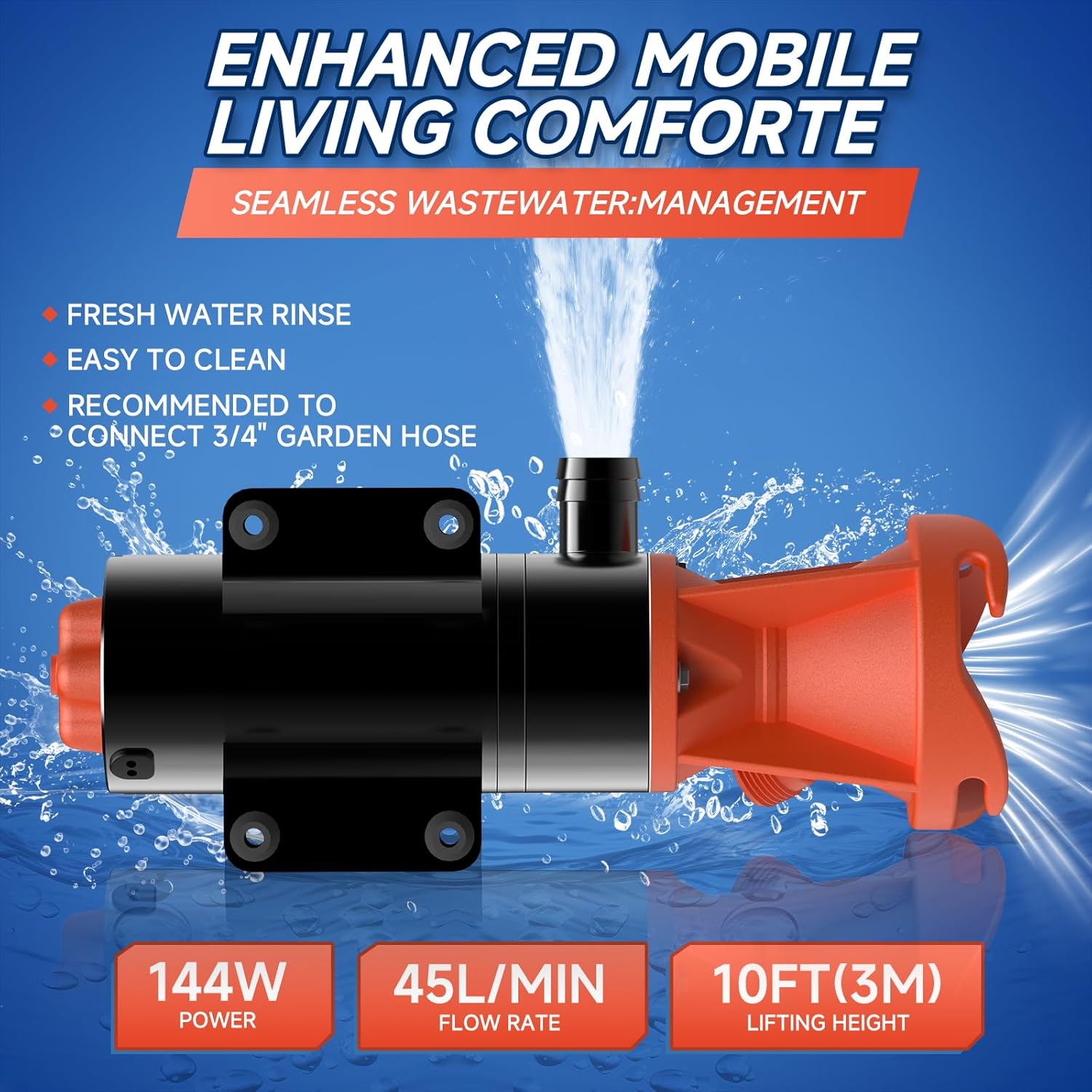 Thumbnail 6 de MRGVFLO RV Macerator Pump 12V (Portable Waste Pump, 12GPM) for RV, Boat, and Camping