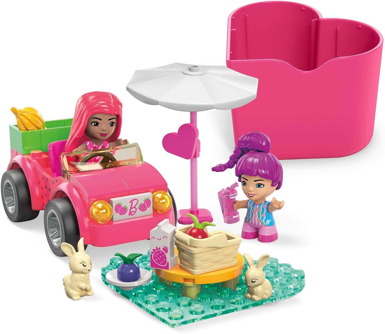 Detalle 2 de MEGA Barbie Color Reveal HKF90 byggset med cabriolet och två mikrodockor