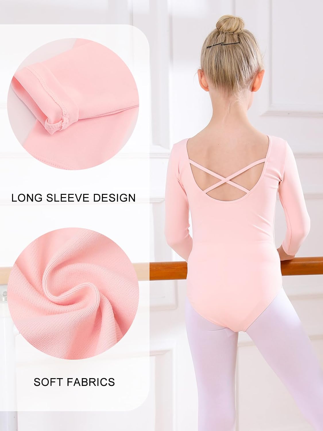 Thumbnail 3 de Bezioner Ballet Leotard for Girls (88% nylon, 12% spandex) – Long Sleeve Gymnastics & Dance Outfit