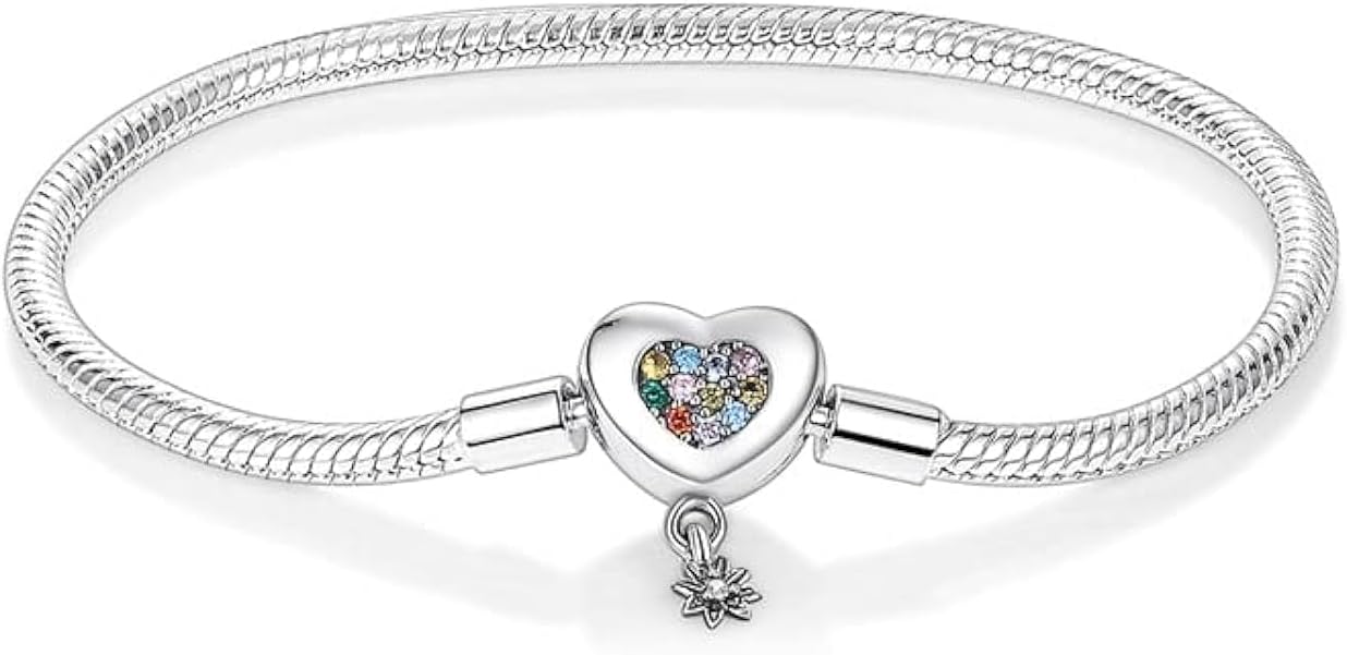 Detalle de TINSLO Damen-Armband aus 925 Sterling Silber mit Herz-Verschluss und Momenten-Design