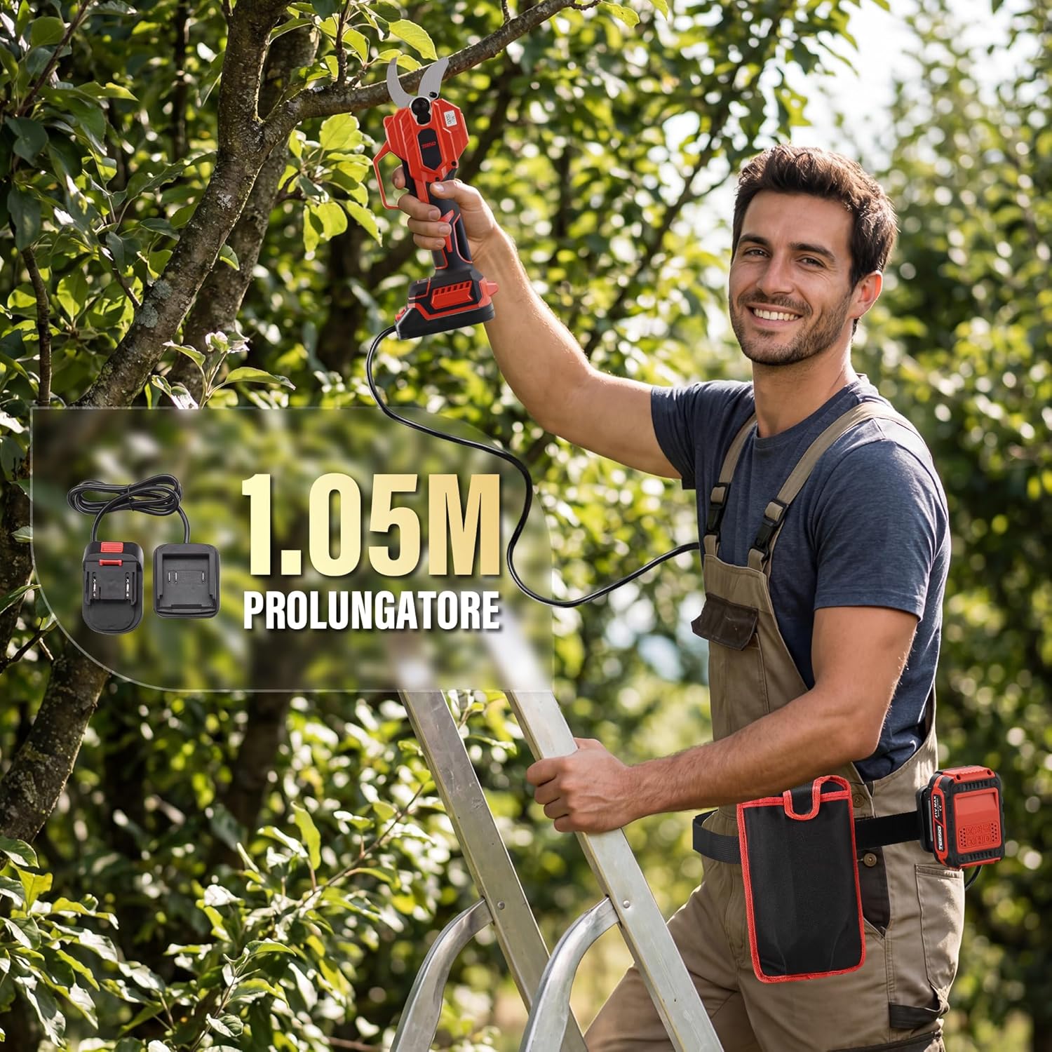 Thumbnail 4 de TEENO Forbici da potatura a batteria 2-in-1 con asta telescopica 3 m, 50 mm e motore brushless