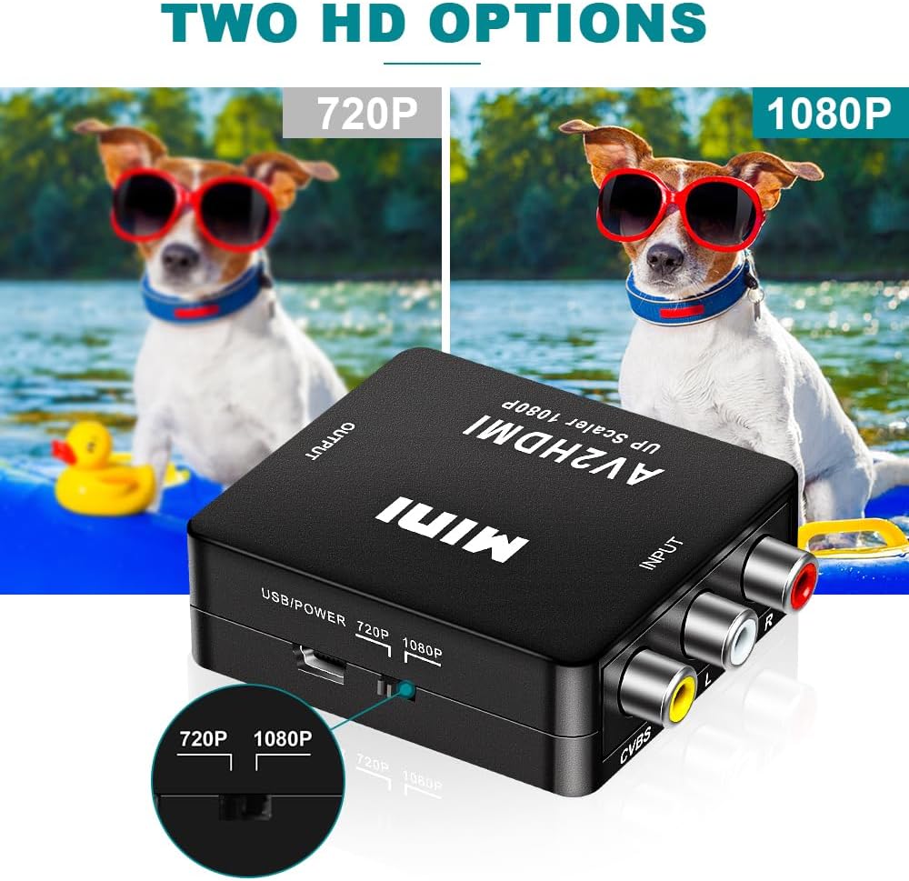Thumbnail 5 de AXFEE RCA to HDMI Converter (Composite CVBS to HDMI) with USB Power Cable for 1080P Output