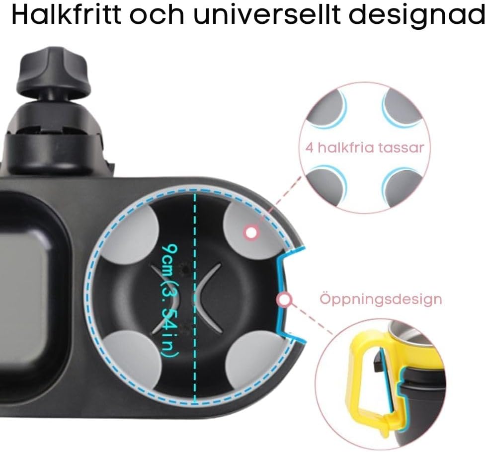 Detalle 1 de LUFFCABO universell snacksbricka för barnvagn med mugghållare i grå ABS