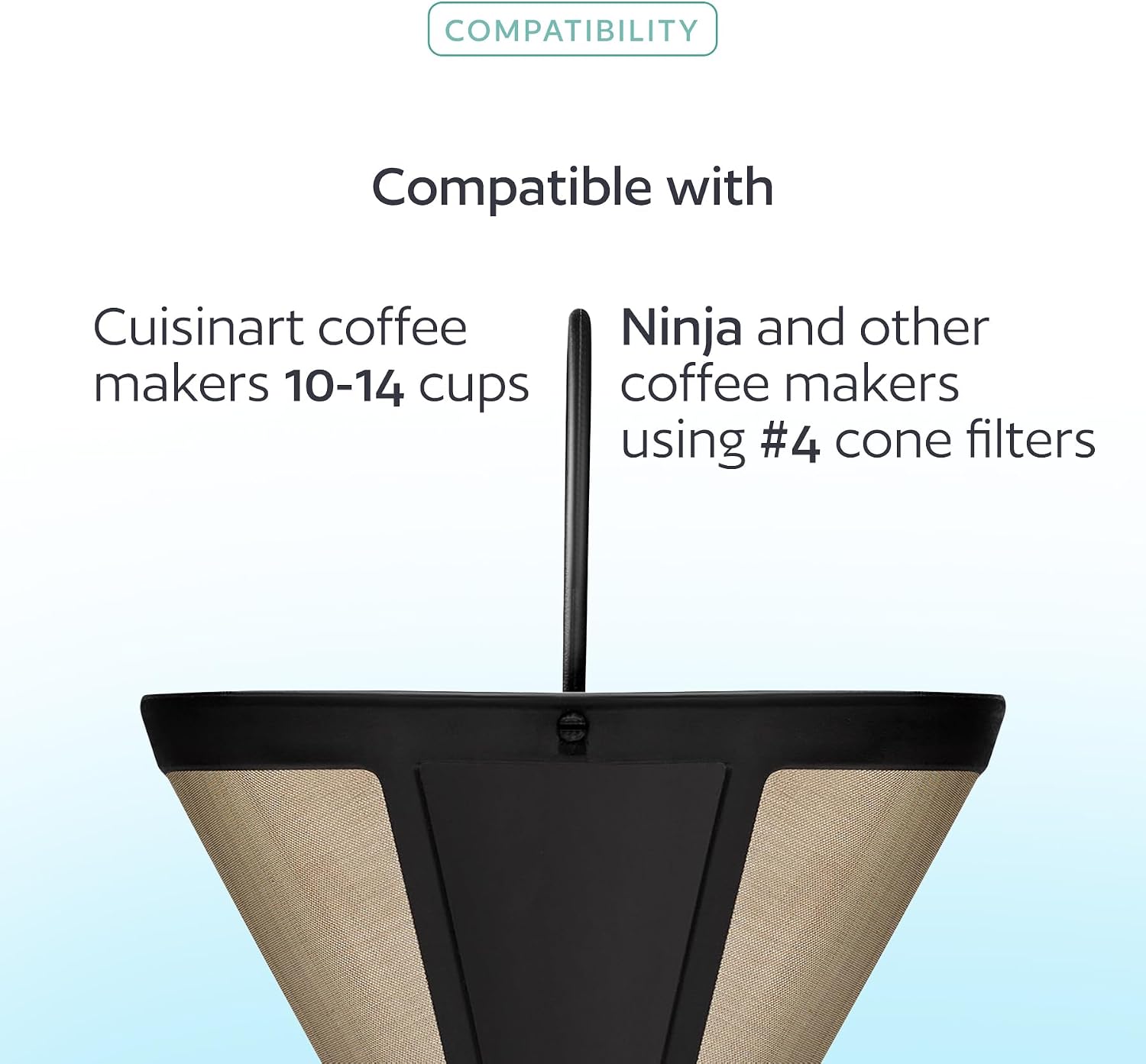 Detalle de 2-Pack #4 Reusable Permanent Cone Coffee Filters for Cuisinart & Ninja Makers