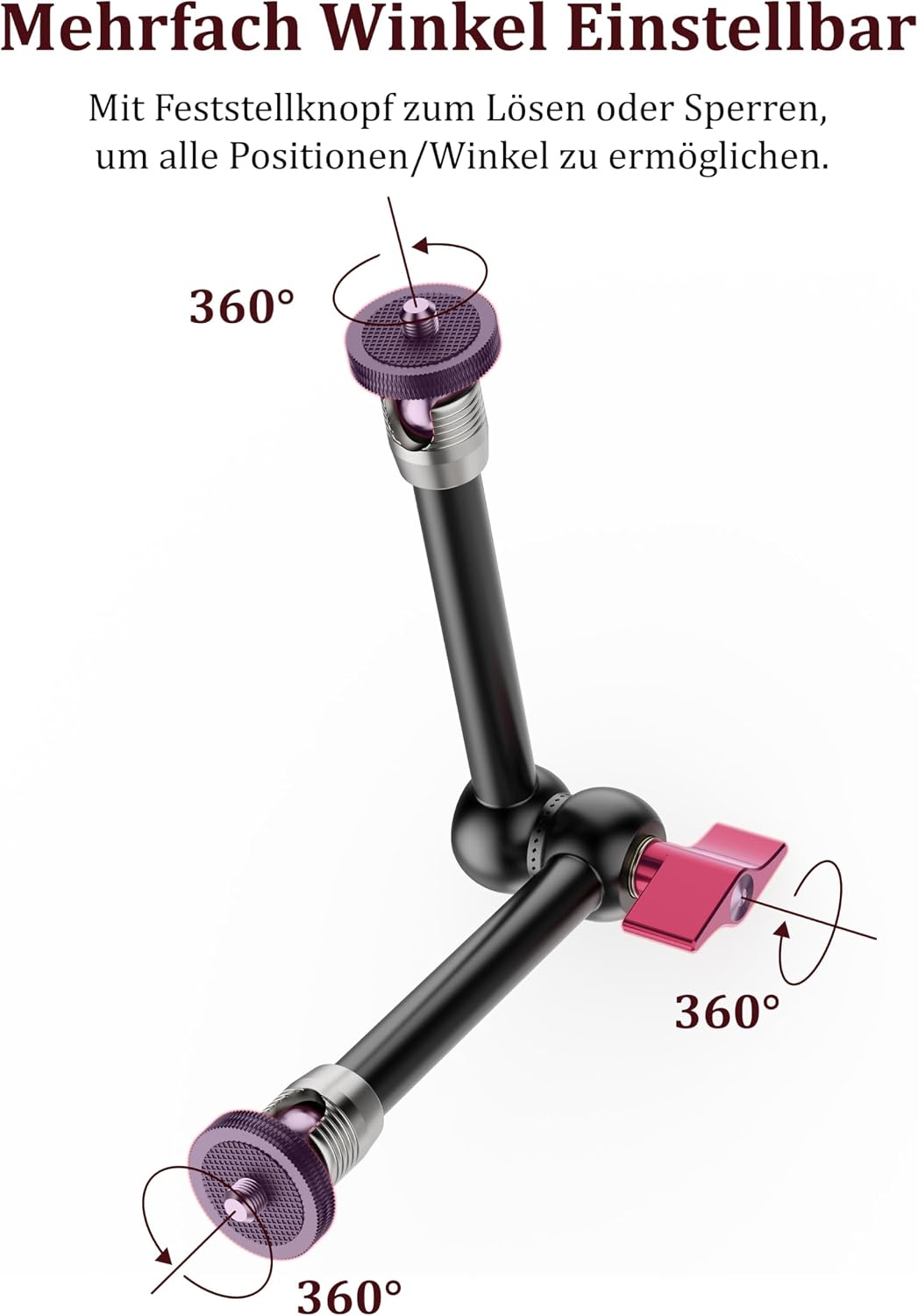 Detalle 2 de HSU Magic Arm mit 1/4"-Schraube – verstellbarer 9,8 Zoll Gelenkarm für SmallRig Cage & Zubehör